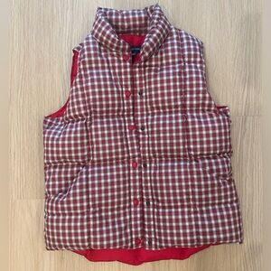 Lands End Red Plaid Puffer Vest